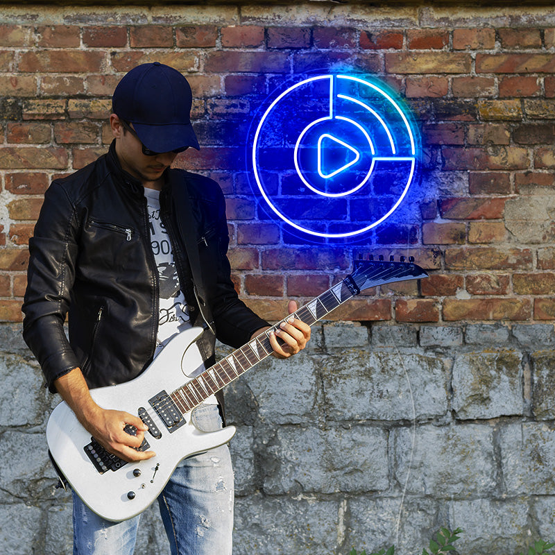 Play button neon light sign