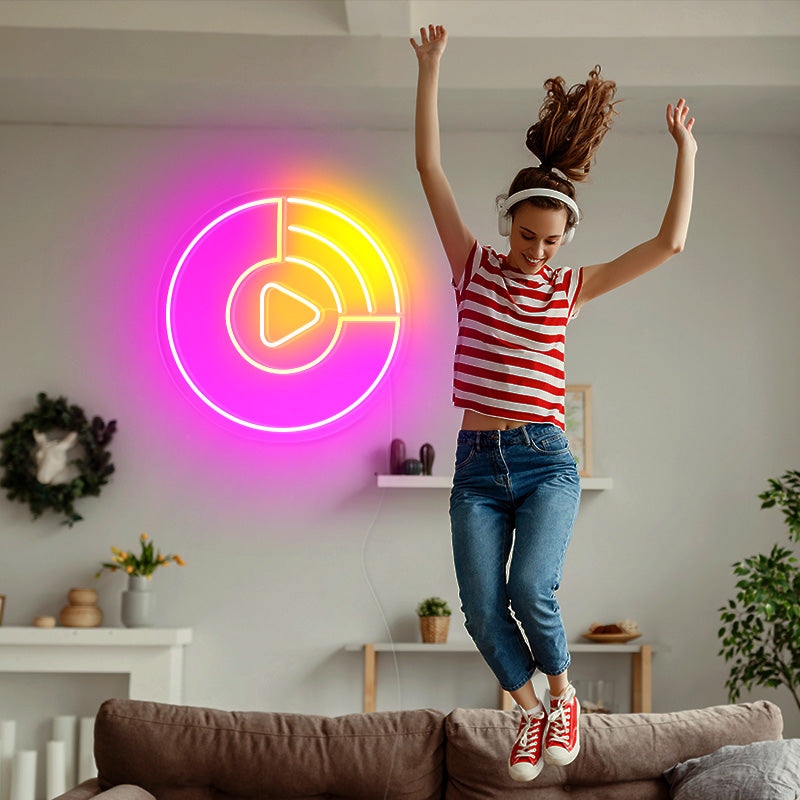 Play button neon light sign