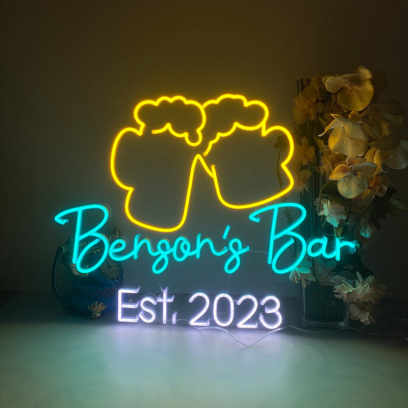 Custom Bar with Beers Neon Signs