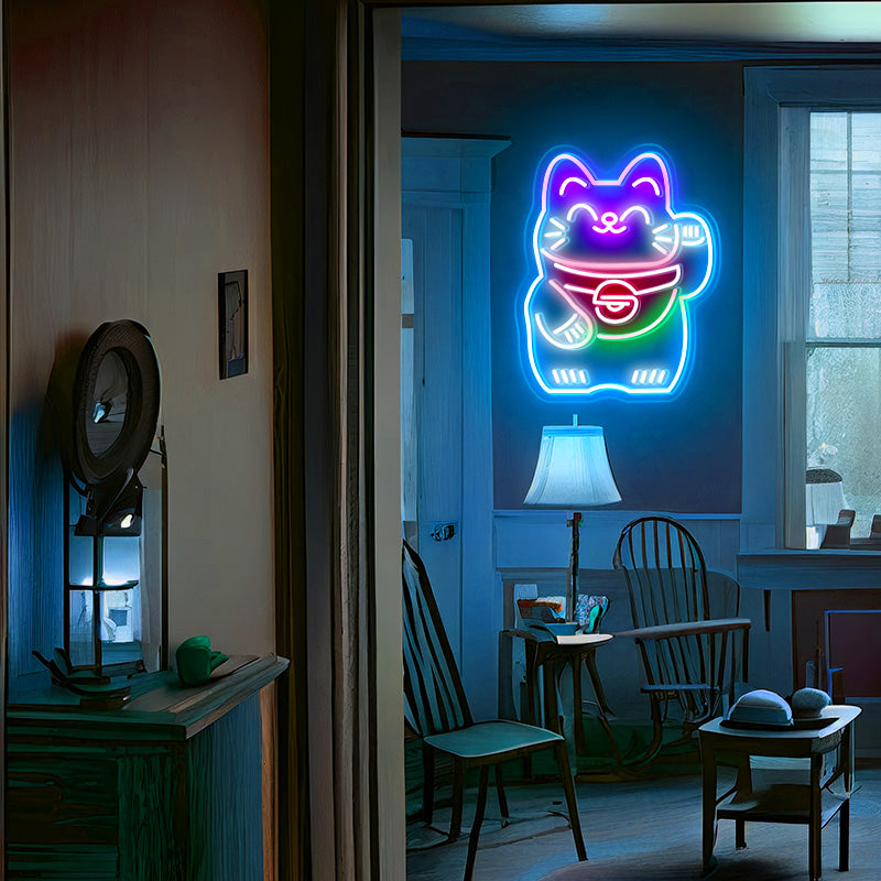 Cute Lucky Cat Neon Sign
