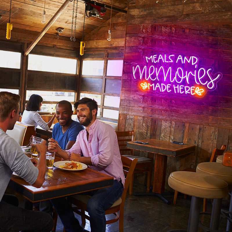 Meals and Memories Made Here LED Neon Sign
