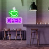 Open Sign With Coffee Cup