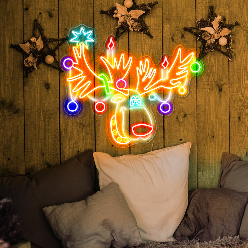 Multicolor reindeer neon