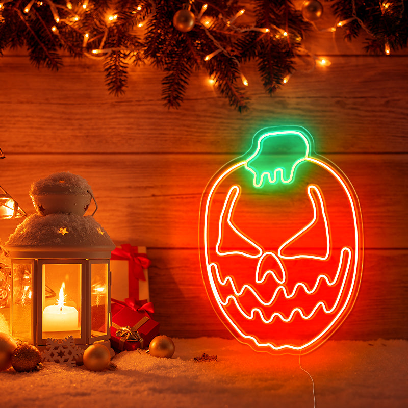 Cute halloween pumpkin neon art - neonpartys