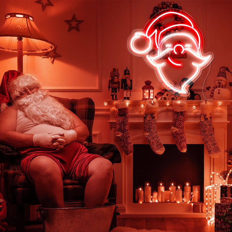 Santa Claus Neon Lights Present