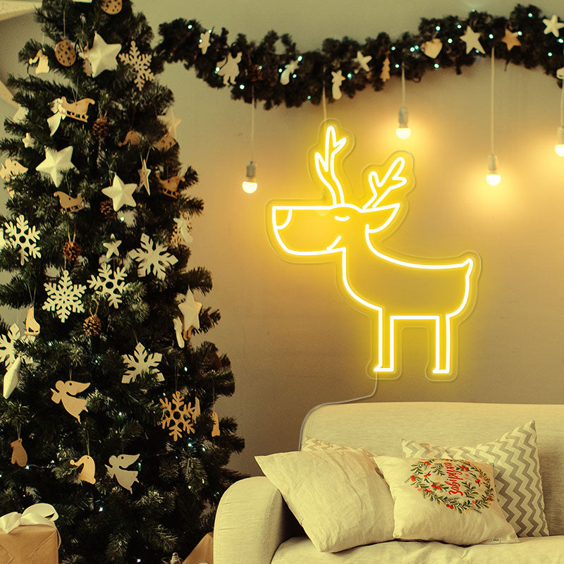 Yellow Small Reindeer Neon