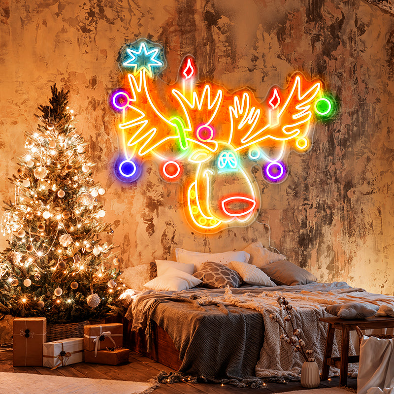 Multicolor reindeer neon