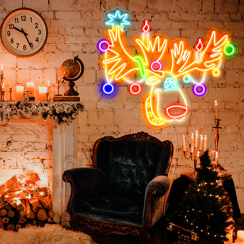 Multicolor reindeer neon