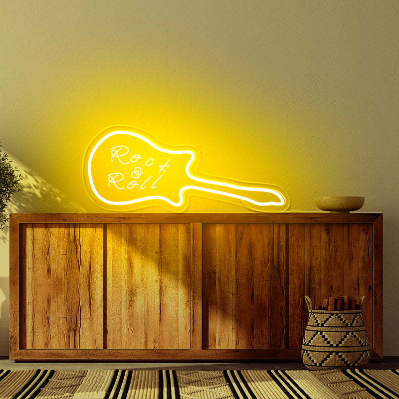 Guitar Green neon lights