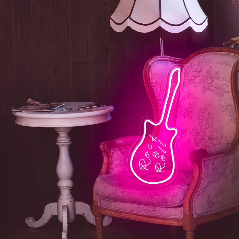 Guitar Green neon lights