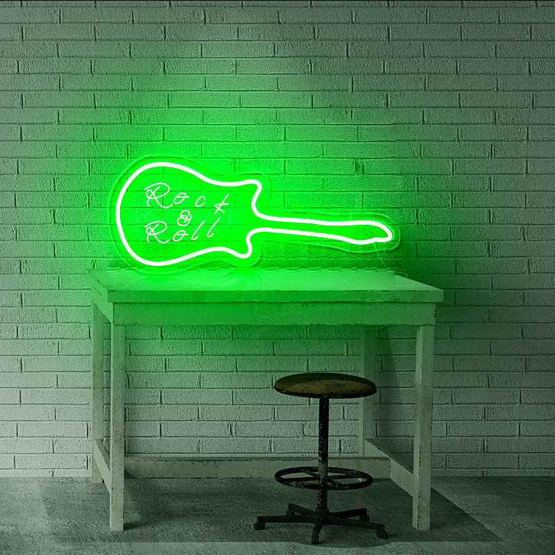 Guitar Green neon lights