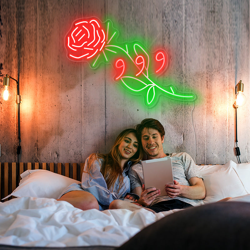 Rose flower neon sign - neonpartys