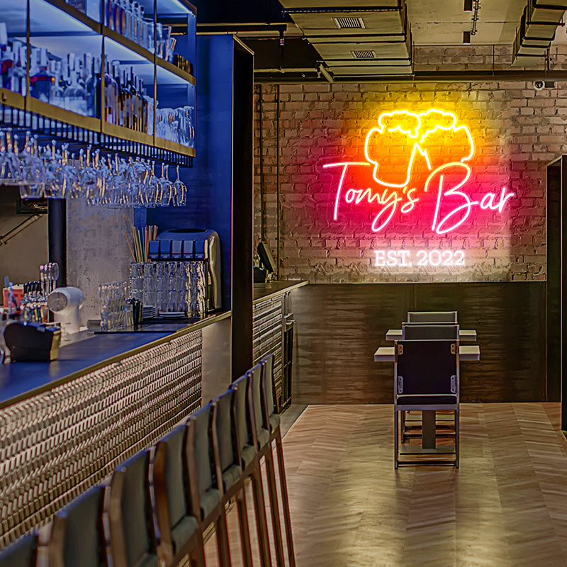 Custom Bar with Beers Neon Signs