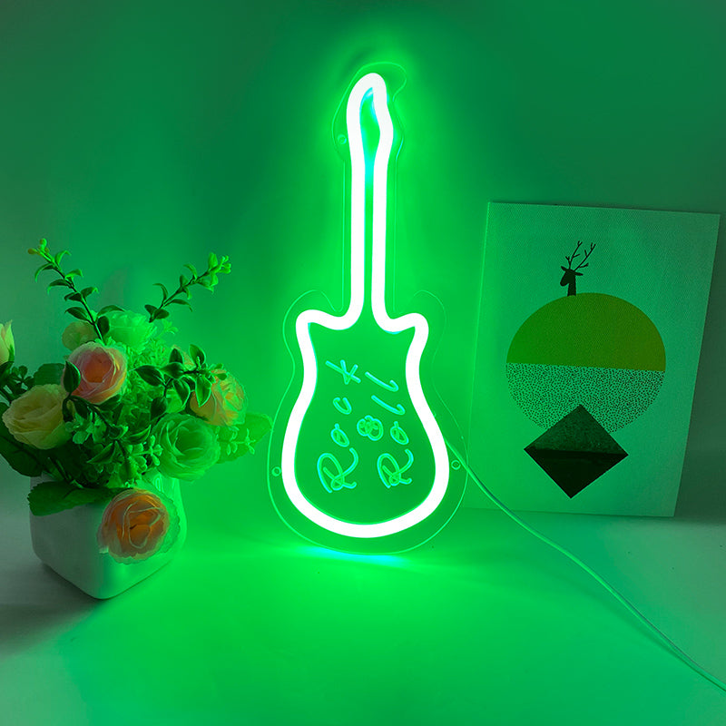 Guitar Green Neon lights