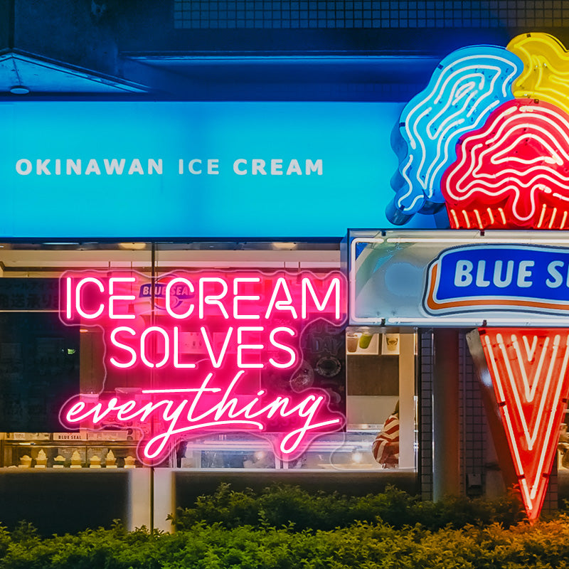 ice cream solves everything neon sign - neonpartys