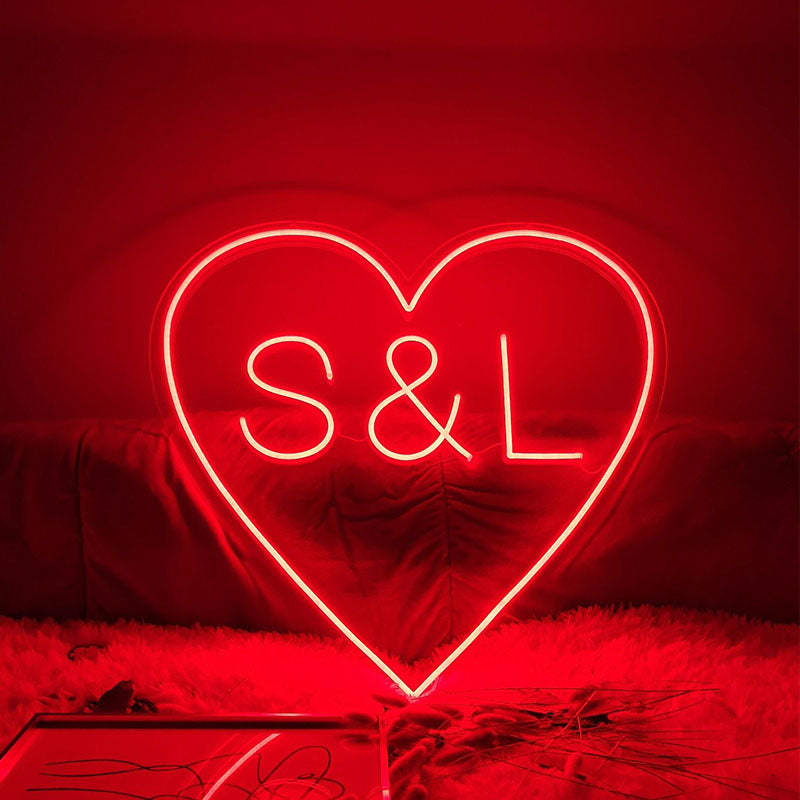First Name+Heart Love Neon Light