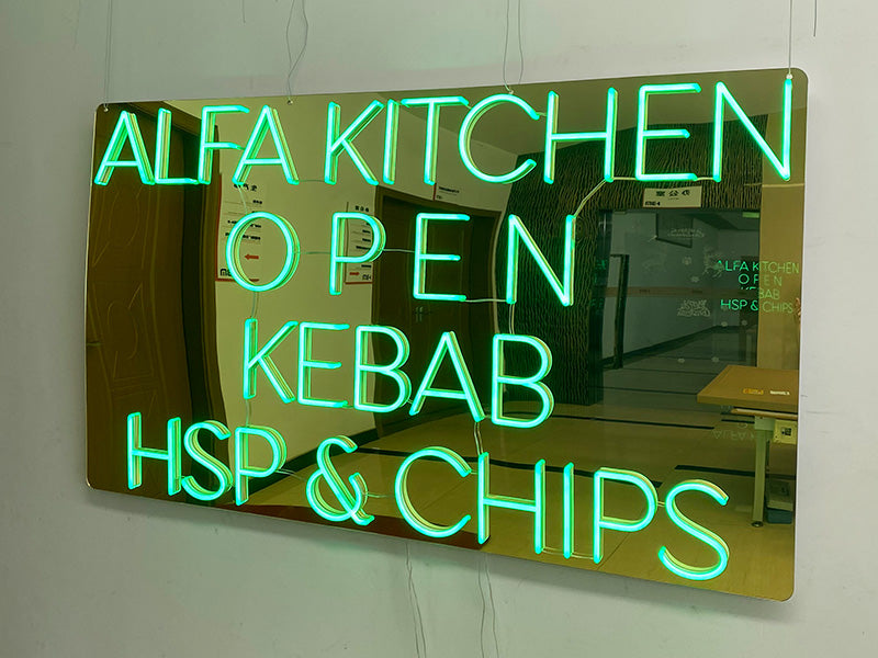 Mirror golden backboard neon signs application_Neonparty® US
