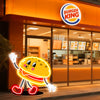 Three-dimensional cute cartoon hamburger neon light