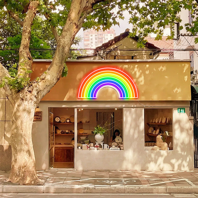 Rainbow neon wall art