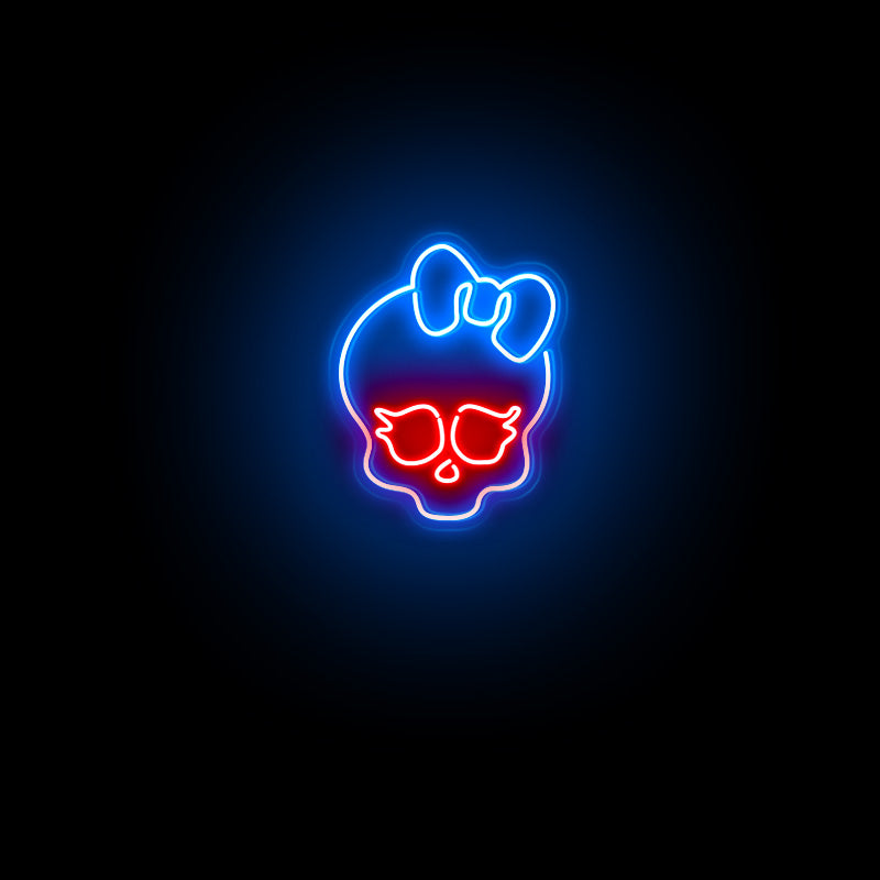 Cute Skull Bowknot Neon Sign