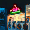 24/7 laundromat neon sign