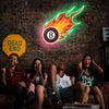 Flaming Eight ball neon sign