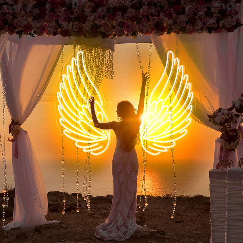 Angel Wings Neon For Bridal Shower Backdrop