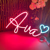 Little Cute Heart Custom Name Neon Sign