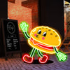 Three-dimensional cute cartoon hamburger neon light