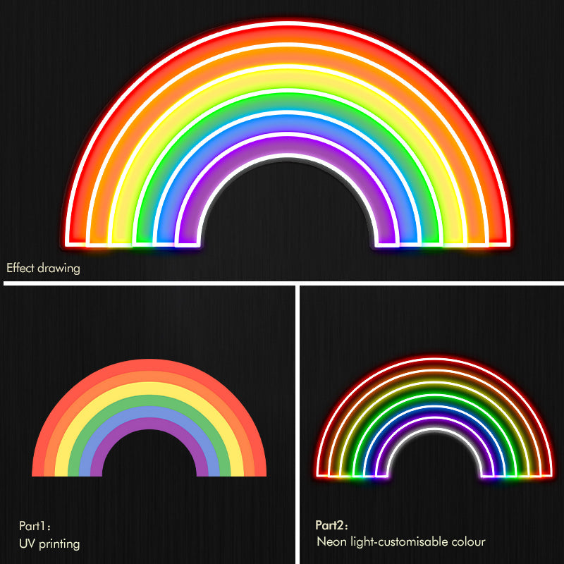 Rainbow neon wall art