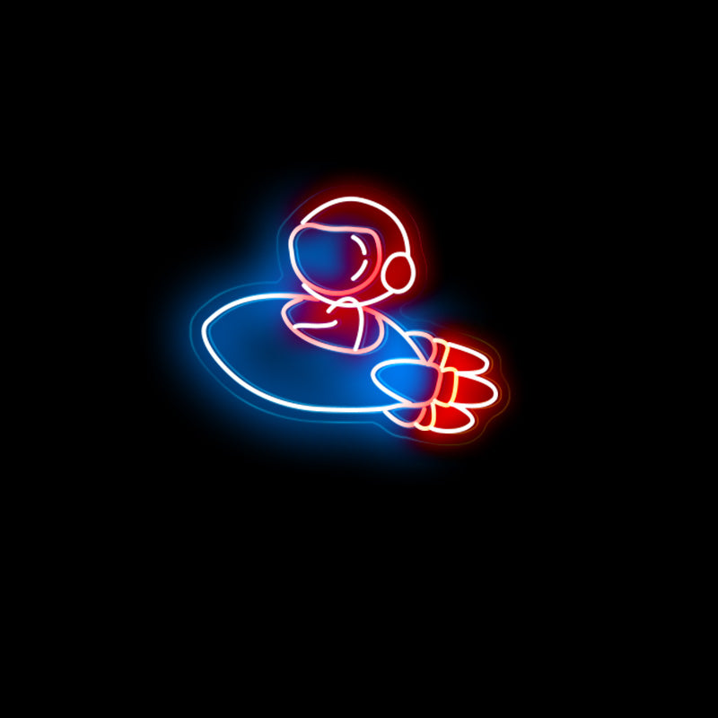 Astronaut in Rocket Neon Light
