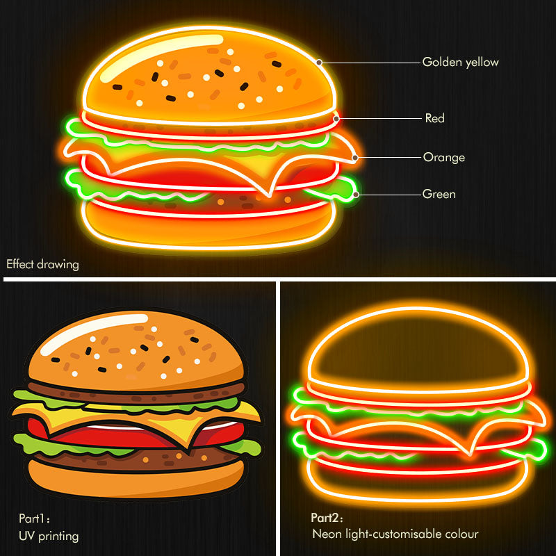 Hamburger model neon signboard