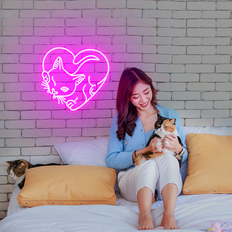 Cat in Heart Neon Sign