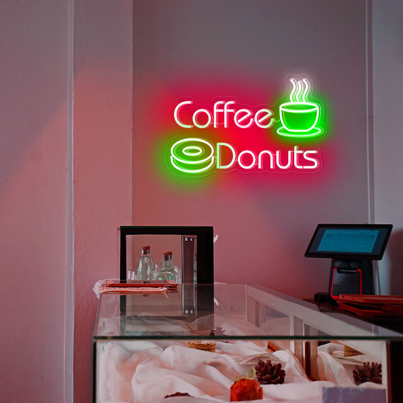 Hot Coffee Donuts Neon Sign
