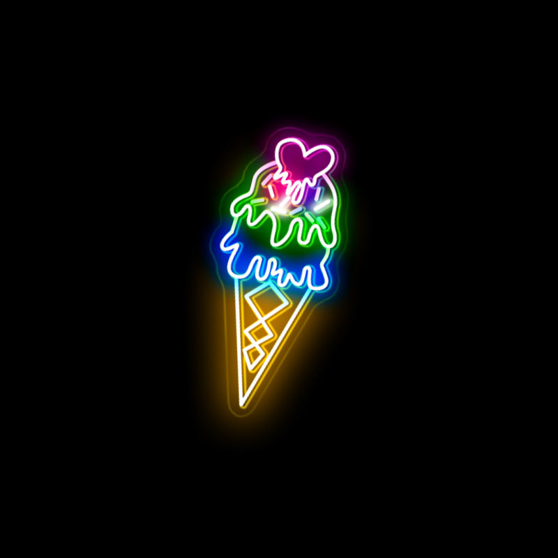 Melting Ice Cream Cone Neon Sign