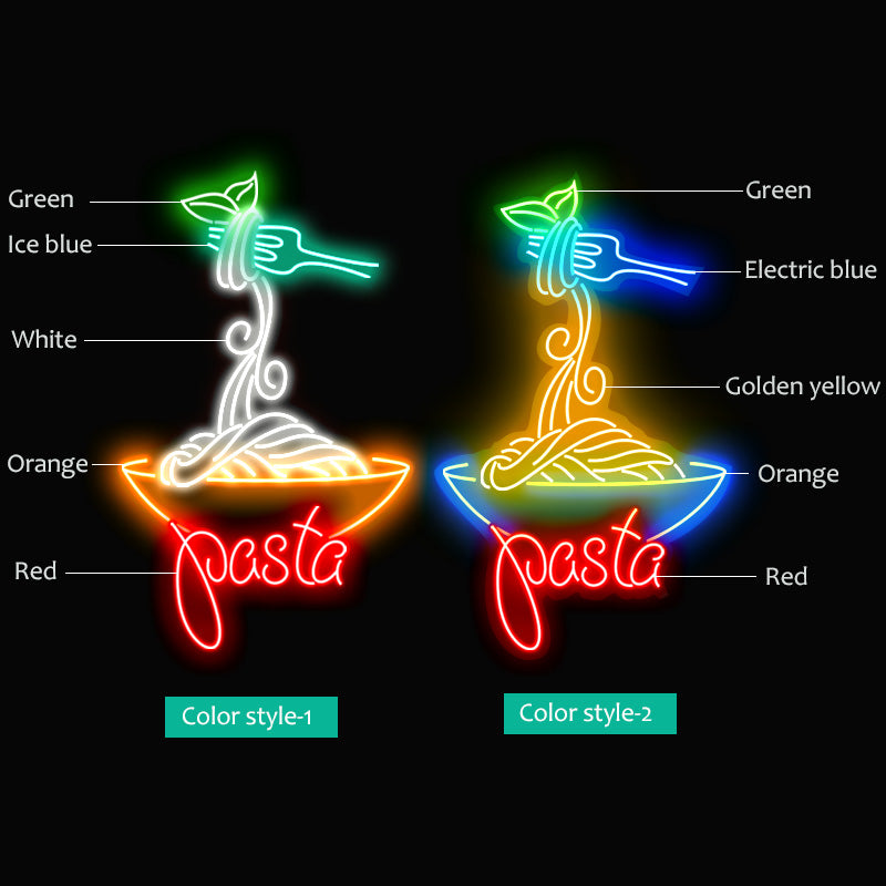 Pasta noodles neon art