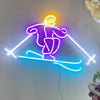 Downhill Skiing Neon Wall Art