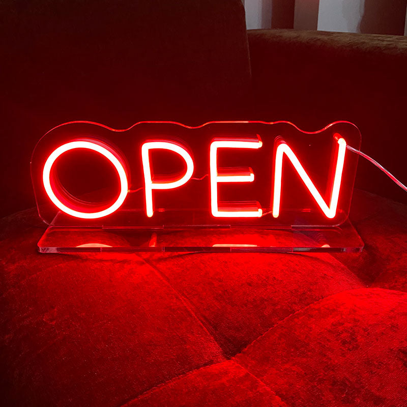 Freestanding OPEN neon sign
