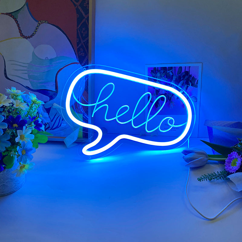Hello Neon Sign | Bule Neon Lights | Small Cute Neon Lights