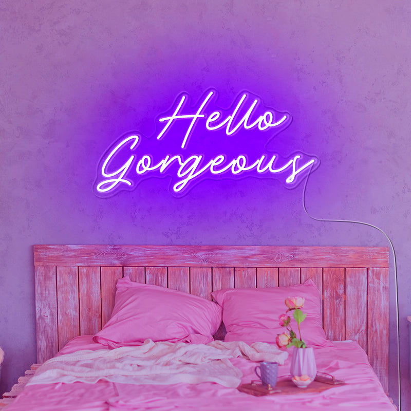 Hello Gorgeous Neon Art for Bedroom