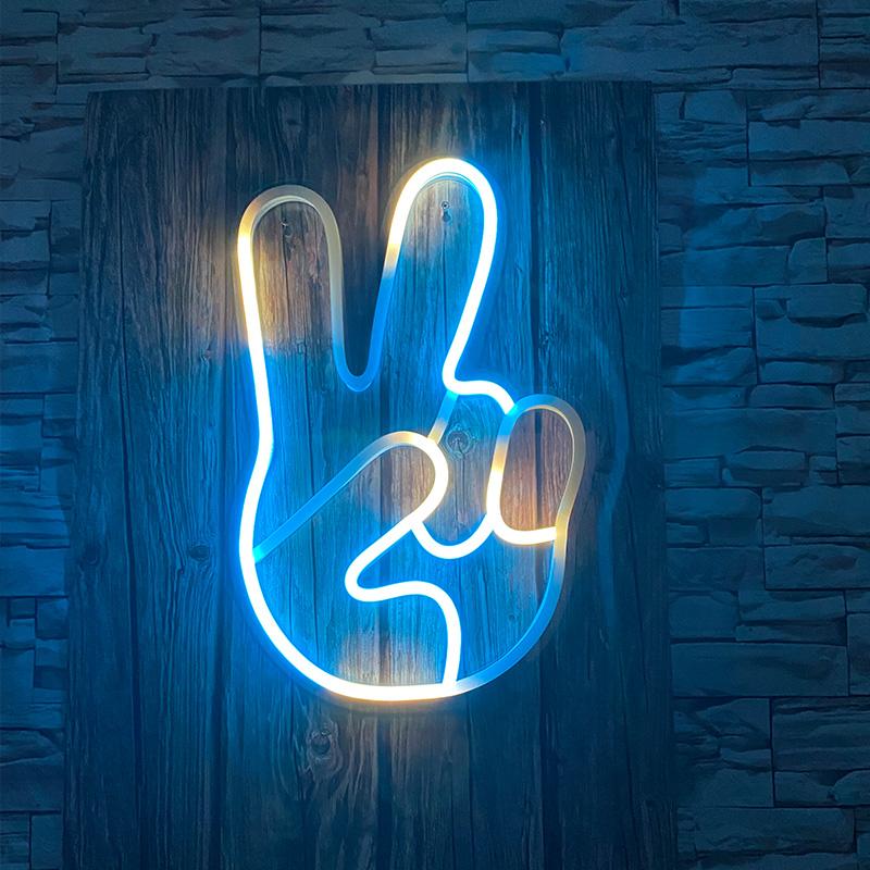 Peace Hand Neon Sign - neonpartys