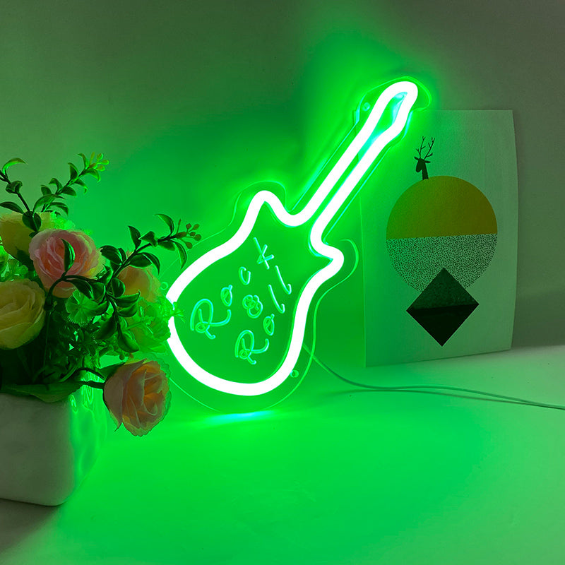 Guitar Green Neon lights